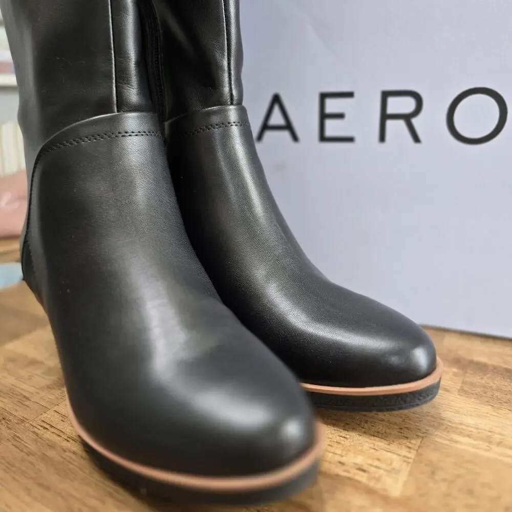 Aerosoles‎ Binocular Knee High Boots Size 7M Black Wedge Heel Women's NEW